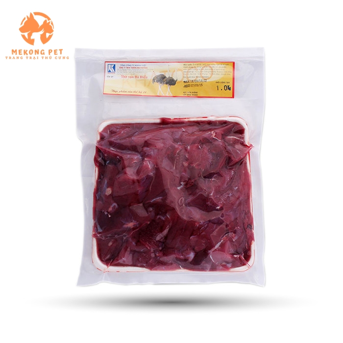 Thịt đà điểu đã được sơ chế, đóng gói cẩn thận hút chân không để dể dàng bảo quản